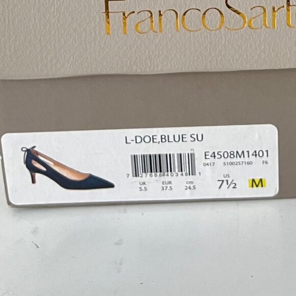 NEW Franco Sarto Real Suede Bow Back Pumps Shoes in Blue, Size 7.5 M - Picture 13 of 16